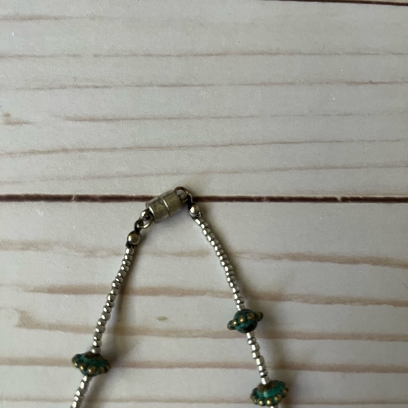 Long turquoise, silver, and gold bead necklace - Picture 3 of 3